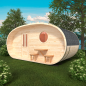 Preview: Fasssauna / Gartensauna / Banja / Oval 5,0 m mit Vorraum und Balkon